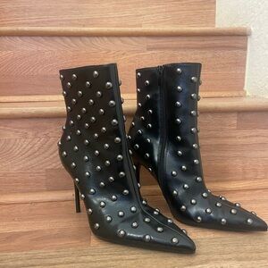 ZARA Black Studded Stiletto Ankle Boots – Size US 9 / EU 40